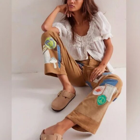 Free People We The Free Patch On You Baggy Straight Jeans Size 28 NWOT - Picture 7 of 9